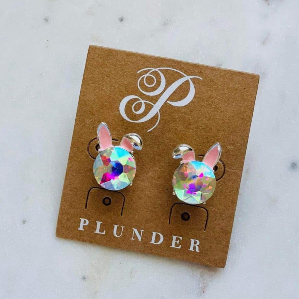 NEW Iridescent Gem Silver Bunny Earrings 🐰 - Picture 8 of 11